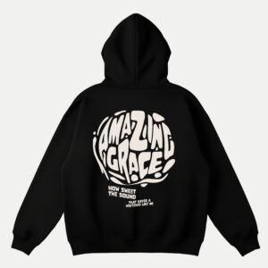 HERD Amazing Grace hoodie black back design Christian oversized hoodie with Amazing Grace graphic