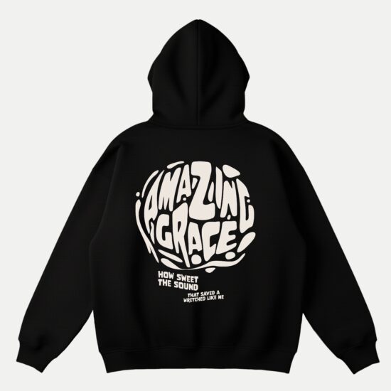 HERD Amazing Grace hoodie black back design Christian oversized hoodie with Amazing Grace graphic