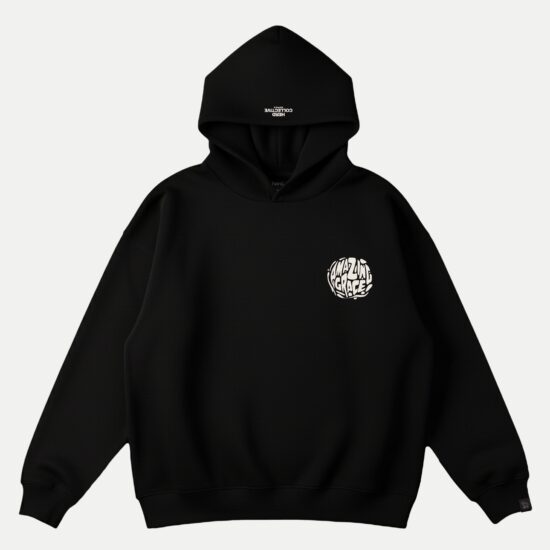 HERD Amazing Grace hoodie black front view Christian oversized hoodie